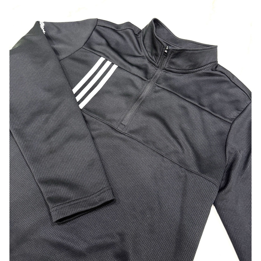 Adidas 3 Stripe 1/4 Zip‎ Pullover Mens Medium Black Stand Up Collar